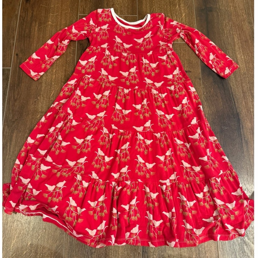 Kickee kids bamboo red bird Dress vguc size 4